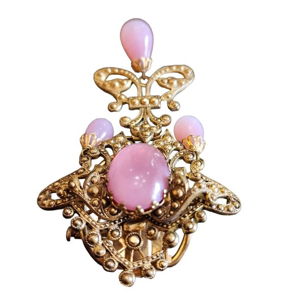 Vintage French Possible Louis Rousselet Glass Dangle Brooch (A1785) - Picture 2 of 5